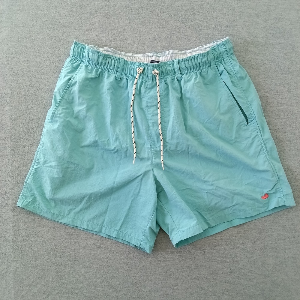 Southern Marsh Mens Aqua Blue Mesh Lined Swim Trunks Size Medium Mallard Logo